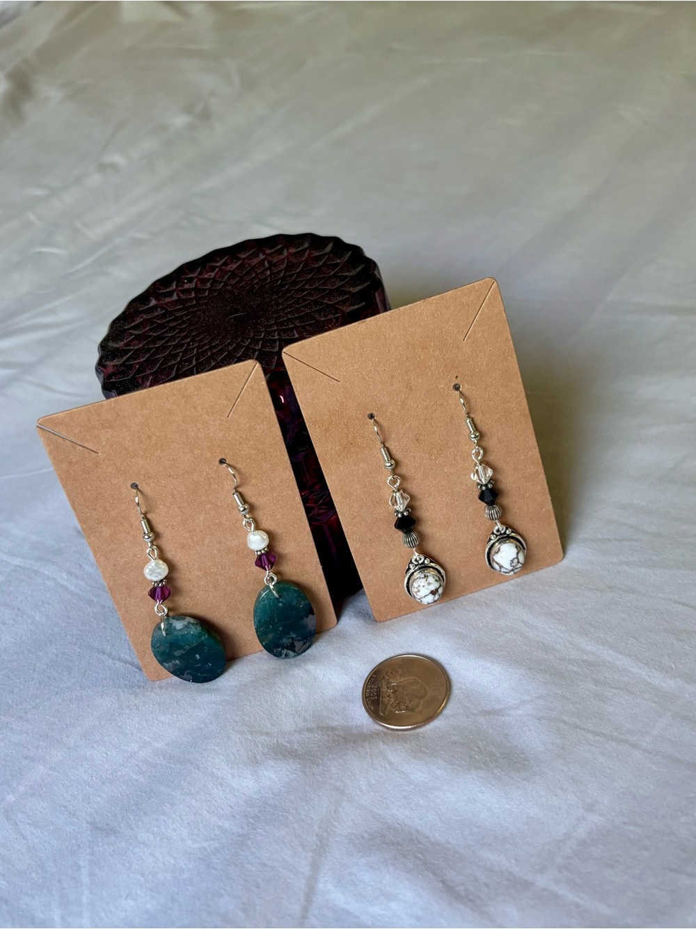 Handmade stone and Swarovski crystal earrings. - Picture 11 of 11